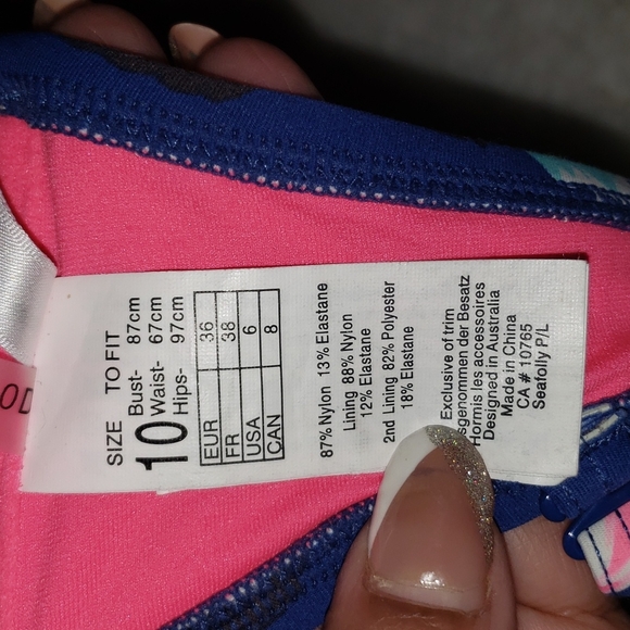 Seafolly bikini blue turquoise pink floral top bra - Picture 10 of 12